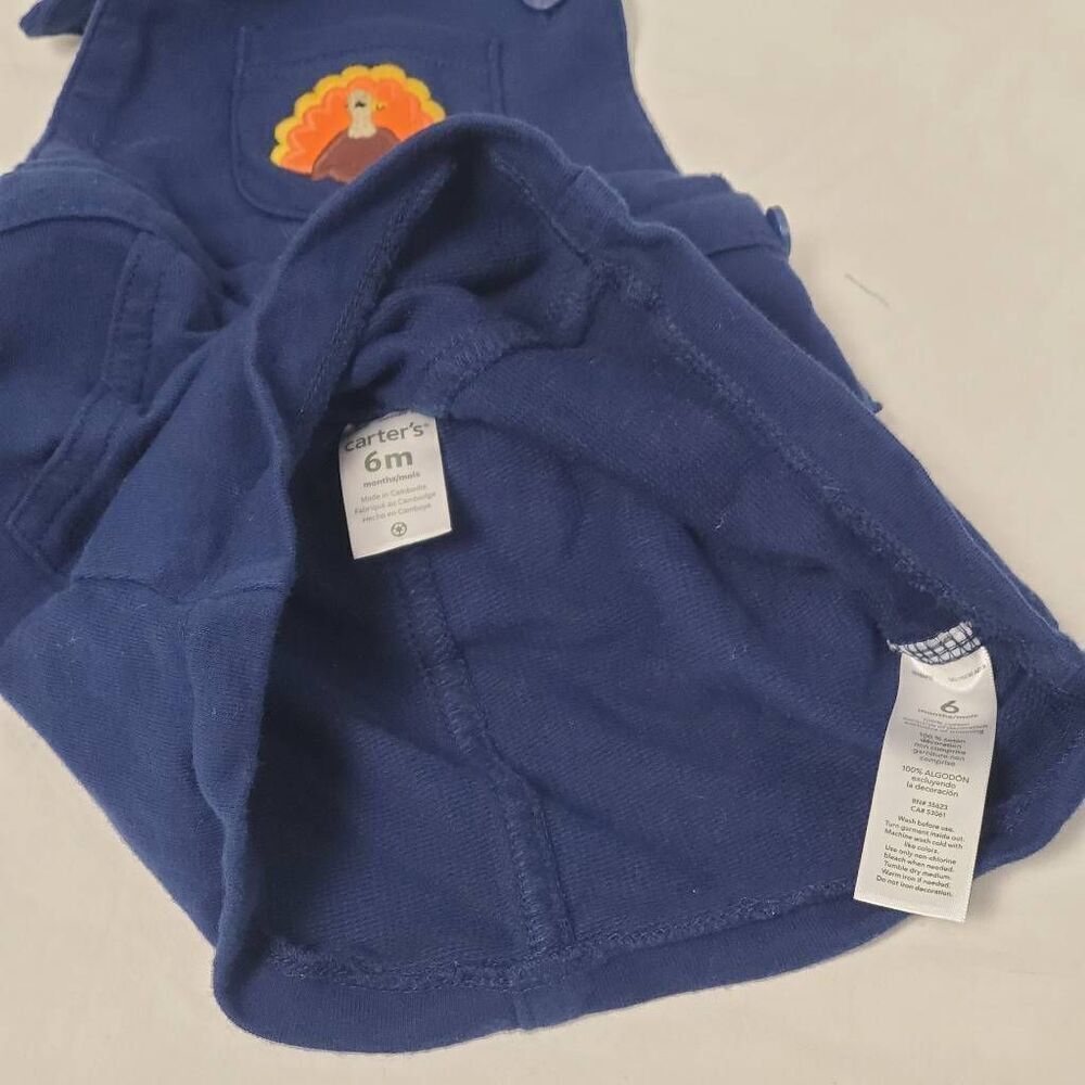 Carters Girls 6 month Navy Turkey Romper - Picture 4 of 6